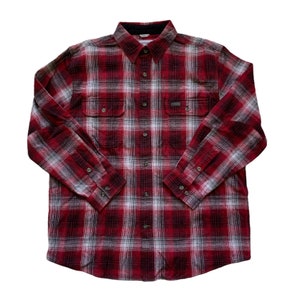 Vintage 2000s 00s Carhartt Heavyweight Cotton Plaid Button Up Shirt Red / Gray / Black Workwear Mens Size XXL 2XL