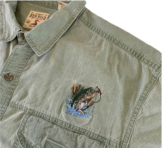 Vintage Embroidered Bass Fishing Button Up Shirt … - image 2