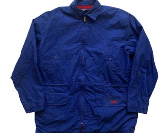 Vintage 1990s 90s Polo by Ralph Lauren Blue Jacket Red Fleece Lined Coat Mens Size S Small