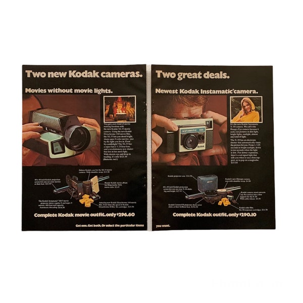vintage 1970s 70s 1973 Kodak XL33 X30 Design Camera Ad Original Paper Advertising 16 1/2 » x 11 »