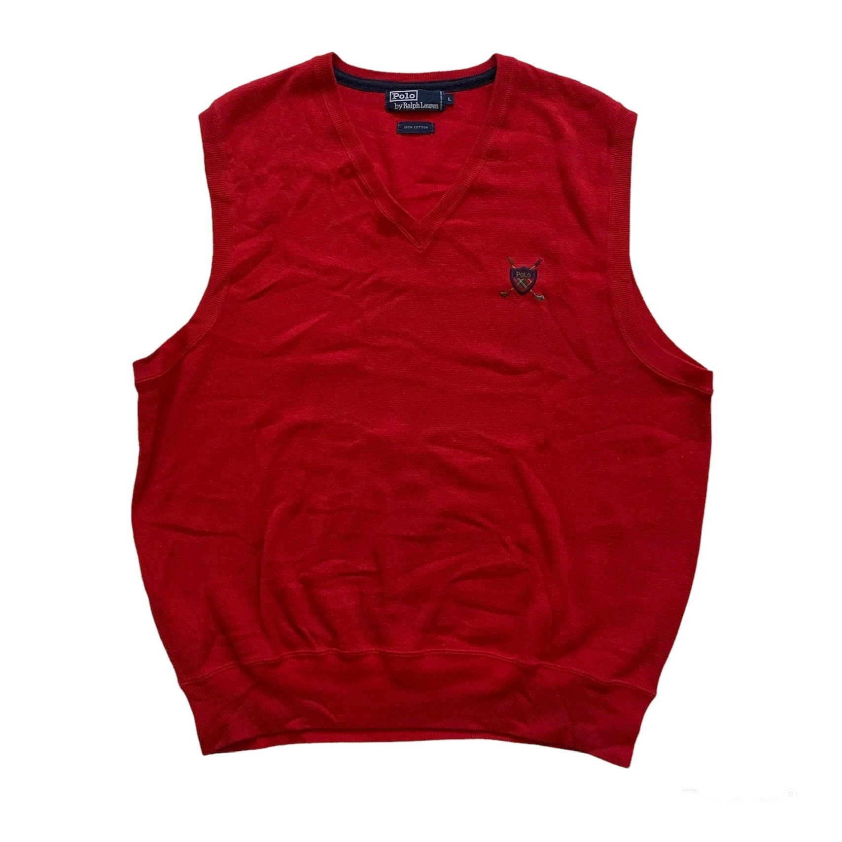 Vintage Polo by Ralph Lauren Red Sweater Vest Embroidered Golf Crest Logo Mens Size L Large Etsy UK