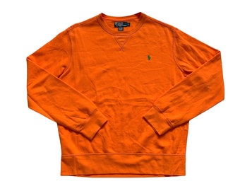 Vintage 1990s 90s Polo by Ralph Lauren Orange / Green Halloween Pumpkin Colorway Crewneck Sweatshirt Mens Size L Large
