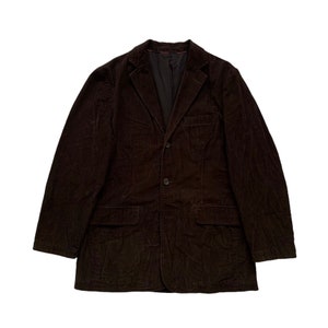 Vintage 2000er 00er J.Crew 3 Knopf Braun Baumwolle Cord Sport Mantel Jacke Preppy Herrenmode Herren Größe M Medium