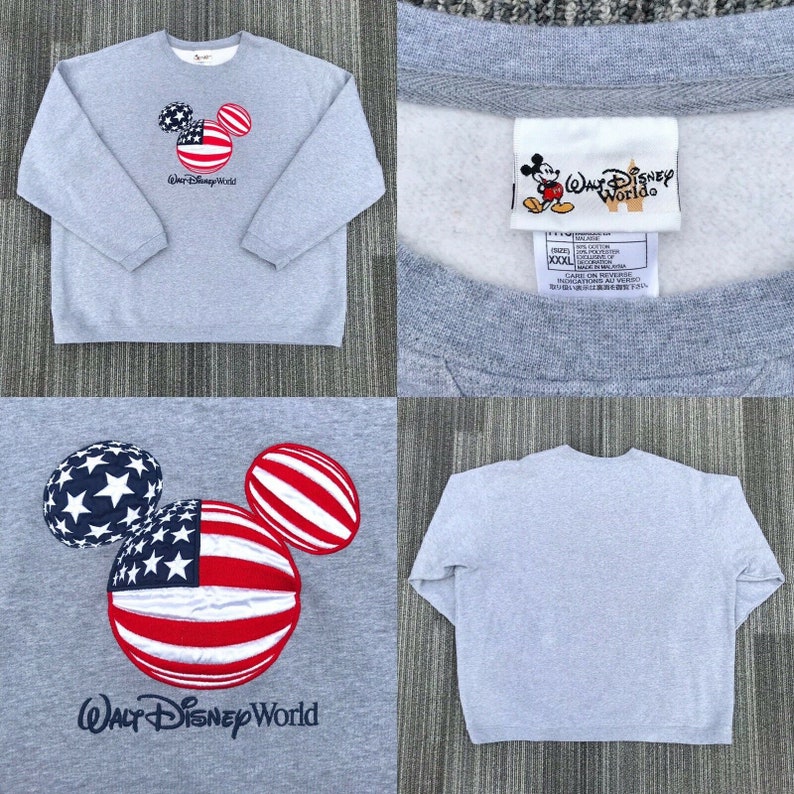 Vintage Walt Disney World Embroidered Red White Blue American Etsy