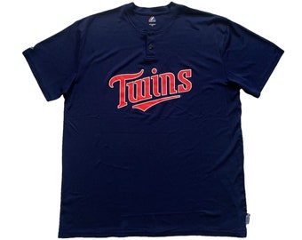 NEW XL 90's Minnesota Twins Jersey Men's Blue Red Vintage