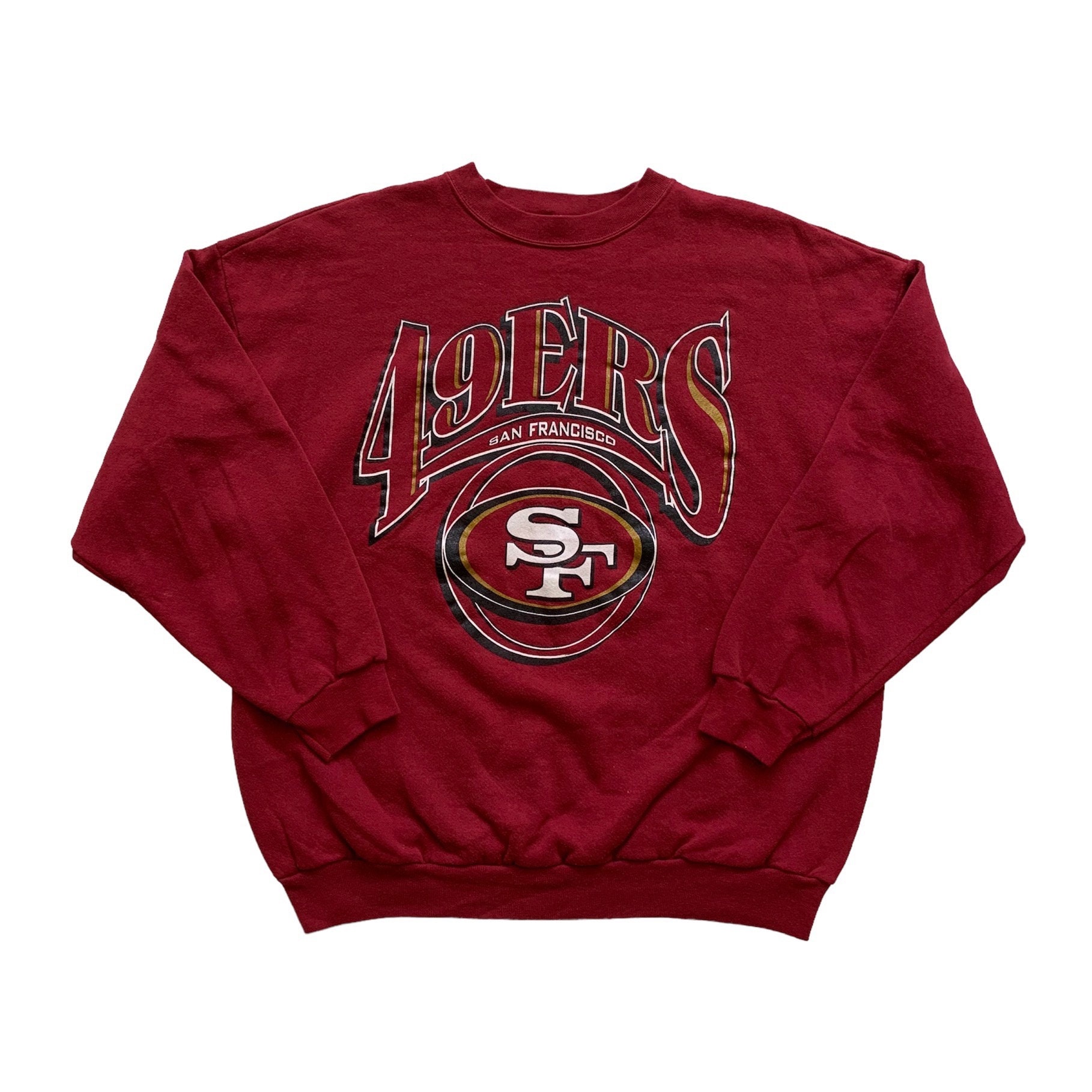 Vintage 1990s 90s Logo 7 San Francisco 49ers SF Forty Niners Sudadera de cuello redondo Ropa deportiva para hombre Talla XL extra grande