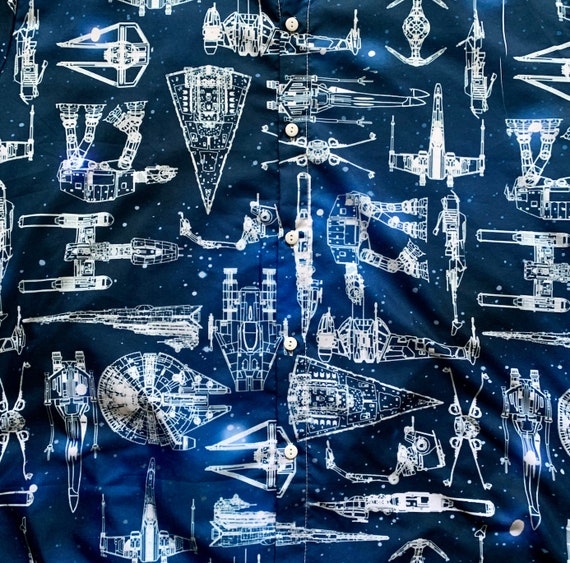 Vintage Star Wars Blue All Over Print X-Wing AT-A… - image 2