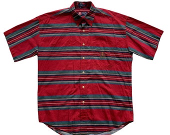 Vintage 1990s 90s Chaps Ralph Lauren Striped SS Button Down Shirt Streetwear Mens Size L Large