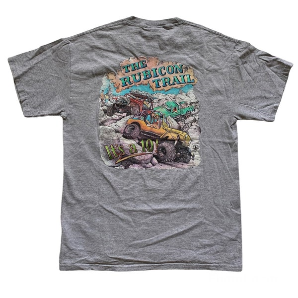 Vintage The Rubicon Trail Jeep Offroad 4x4 Wheelin Graphic Tee Shirt Mens Size M Medium