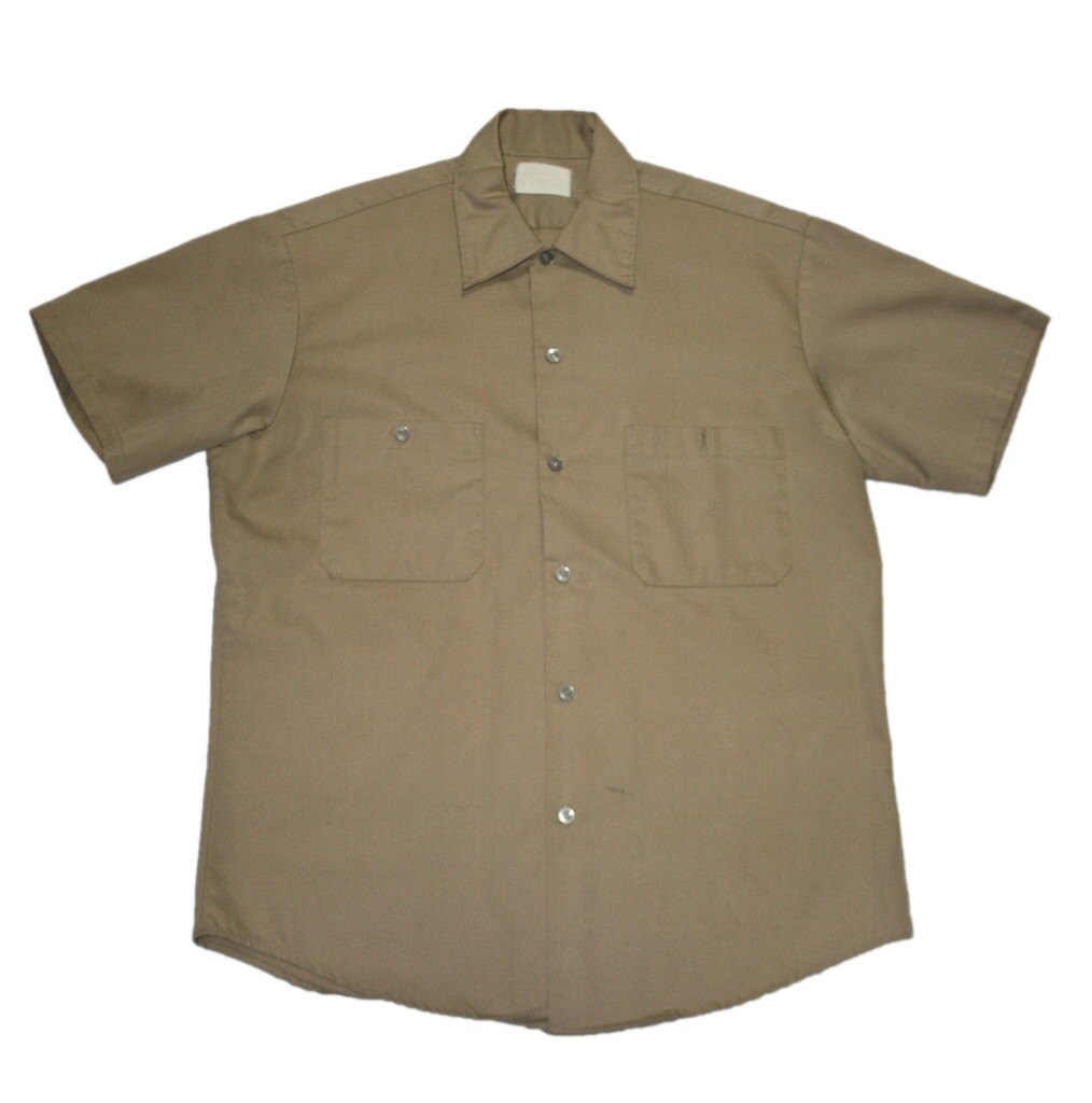 Vintage Khaki Military Button Up Shirt Mens Size Medium | Etsy