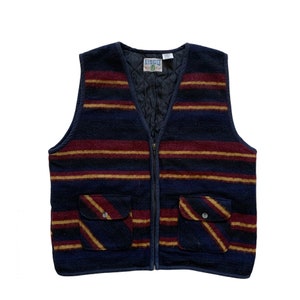 Vintage 1990s 90s Kidco Wool Blend Ojai Style Striped Vest Kids Size L Large 14/16