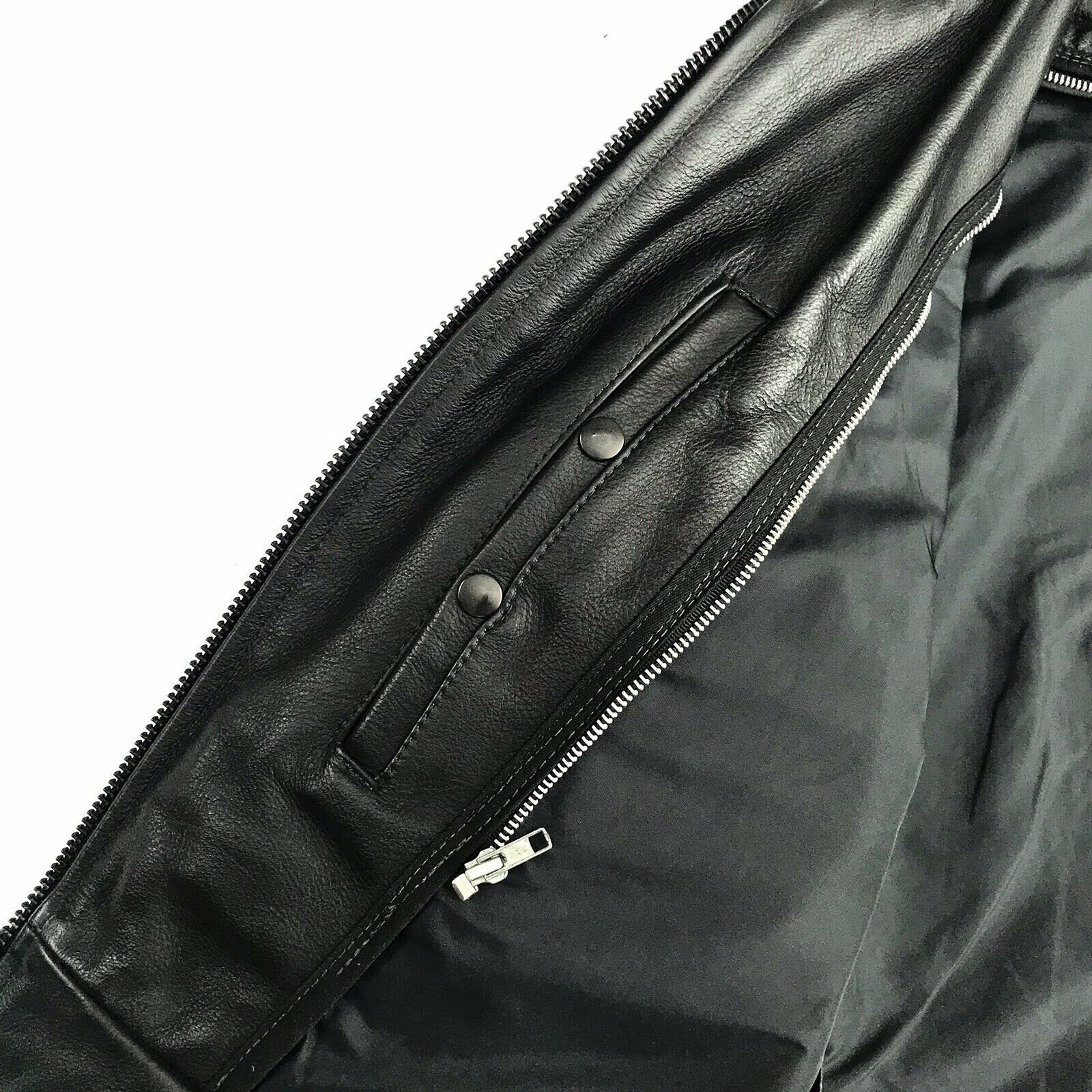 Vintage Genuine Leather Police Jacket Black Heavy 6lb Made