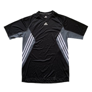 Vintage 2000s 00s Adidas Black / Gray Workout Gym Shirt Sportswear Mens Size M Medium
