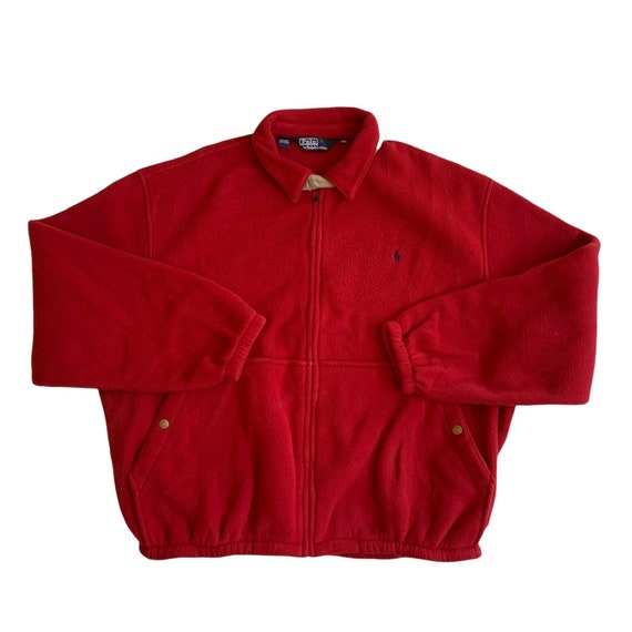 Vintage Polo by Ralph Lauren Red Fleece Jacket Me… - image 1