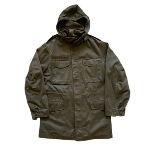 Vintage Olive Green Hooded M65 Style Military Jacket Mens Size S Small