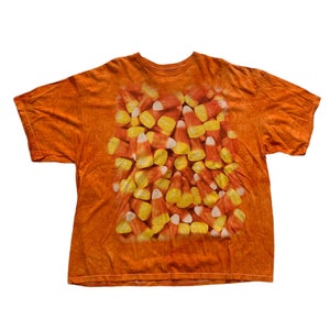 Vintage 1990s 90s Halloween Candy Corn Orange Tie Dye Tee Shirt Mens Size XXXL 3X 3XL