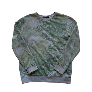 Vintage 2000s 00s Forever 21 Palm Leaf Print Aloha Tiki Tropical Crewneck Sudadera Mens Size XS Extra Pequeño