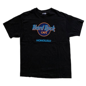 Vintage 1990s 90s Hard Rock Cafe Honolulu Hawaii Neon Graphic Tee Shirt Made in USA Mens Size L Large