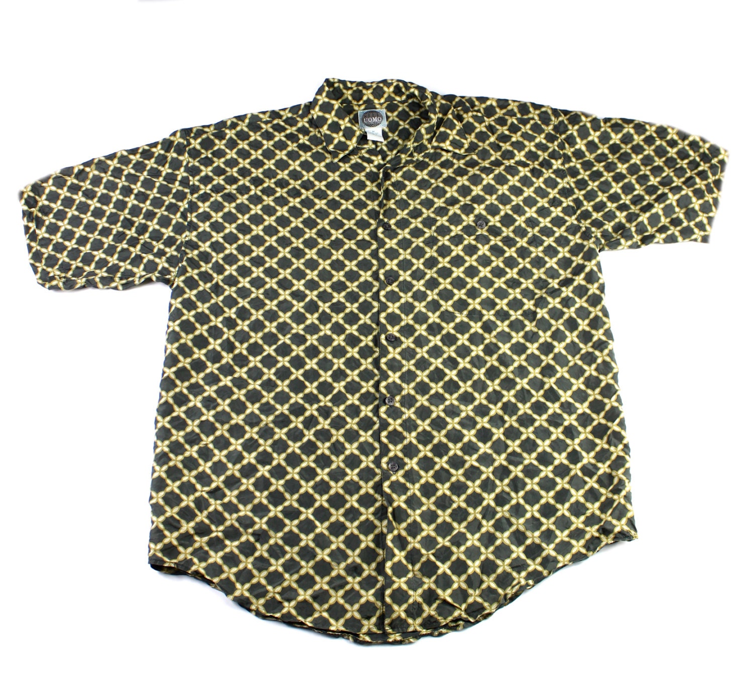 green silk button up