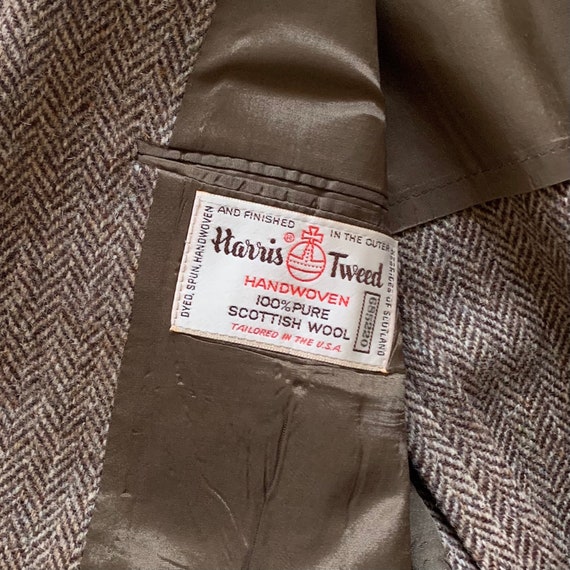 Vintage Harris Tweed Pure Scottish Wool Brown Her… - image 3