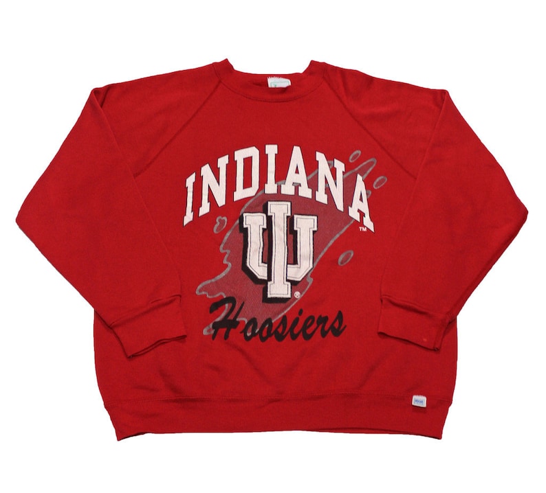 Vintage 1990s 90s Indiana Hoosiers Red College Crewneck Sweatshirt Mens Sportswear Size L Large