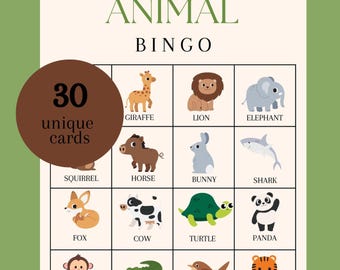 子供向け動物ビンゴゲーム：印刷可能な教室パーティーアクティビティ（PDFダウンロード）