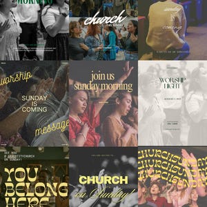 Church Invitation Canva Templates – 10 Sunday Graphics, Editable Church Invite Social Media Posts, You&#39;re Invited to Church Canva Bundle