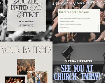 Mallar för kyrkoinbjudningar: Kristen grafik för sociala medier (digital nedladdning av Canva)
