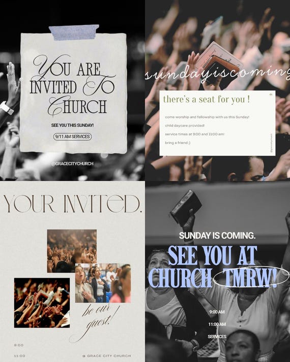 Church Invitation Templates: Christian Social Media Graphics (Canva Digital Download)