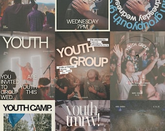 Youth Group Social Media Kit | Church Canva Templates (10 Designs)