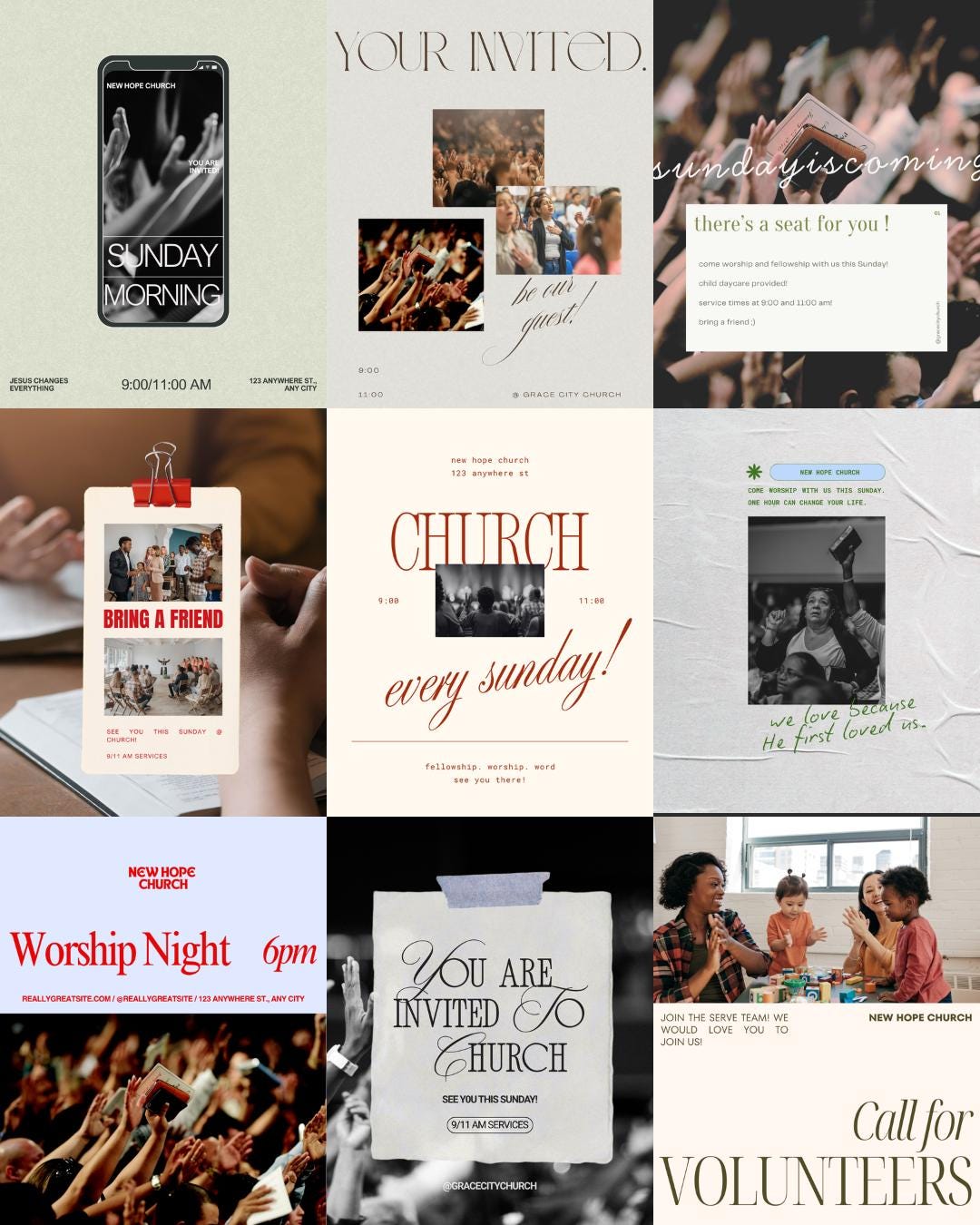 Church Social Media Templates: 30 Editable Christian Graphics (canva ...