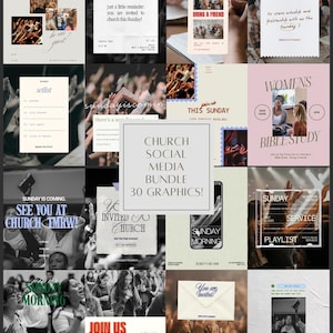 Church Social Media Templates: 30 Editable Christian Graphics (Canva, Digital Download)
