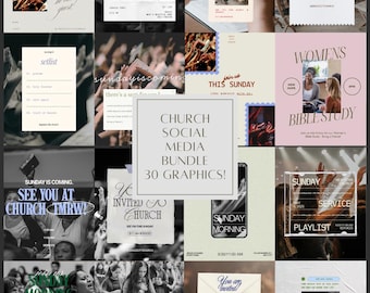 Church Social Media Templates: 30 Editable Christian Graphics (Canva, Digital Download)