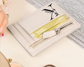 Portafoglio da donna con cerniera in pelle personalizzato, porta