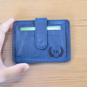 1 handgefertigter dünner Kartenhalter aus echtem Leder / Brieftasche / Slim Wallet, Lederkarte, Valentinstag Geschenk für Liebhaber, Vater, Bruder,