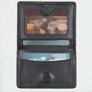 Cartera de cuero genuino hecha a mano para hombre / Cartera delgada / Cartera plegable / Tarjetero para hombre / Regalo para él / Regalo para papá / Regalo para padre