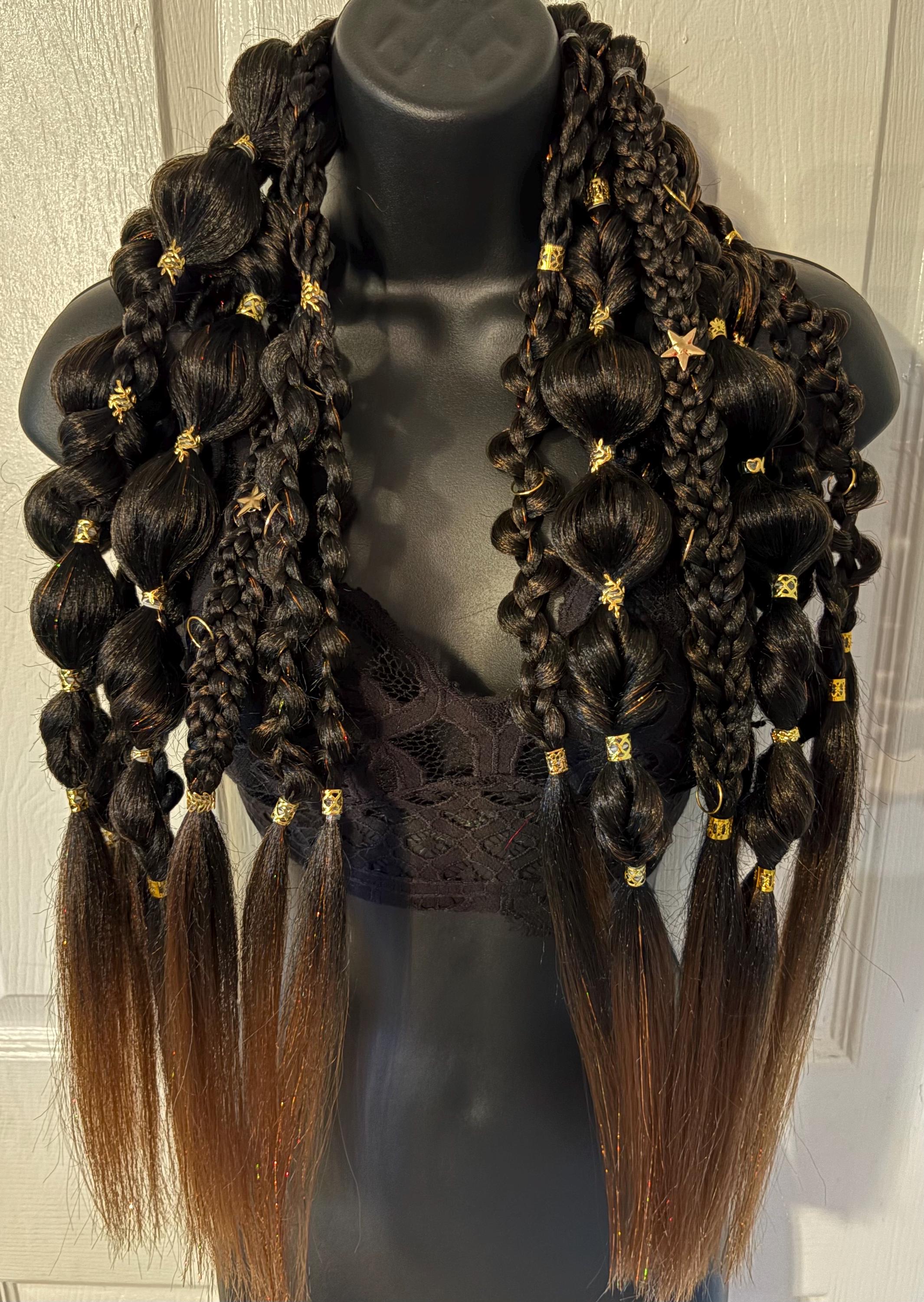 Set of 2 Custom *multi Colored Brown *braided Extensions  display picture 2