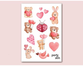 Teddy Bear Temporary Tattoos for Kids, 12 Designs, A6 Sheet | Birthday Party Favors, Goodie Bag Filler