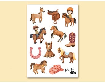 Horse Temporary Tattoos for Kids, 12 Designs, A6 Sheet | Birthday Party Favors, Goodie Bag Filler