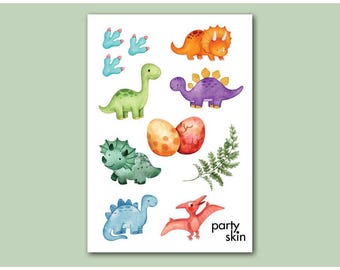 Dinosaur Temporary Tattoos for Kids, 12 Designs, A6 Sheet | Birthday Party Favors, Goodie Bag Filler