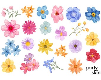 Wildflower Wedding Temporary Tattoos, Bachelorette Party Favors (A5 Sheet, 23 Tattoos) | Boho Floral Tattoo Station