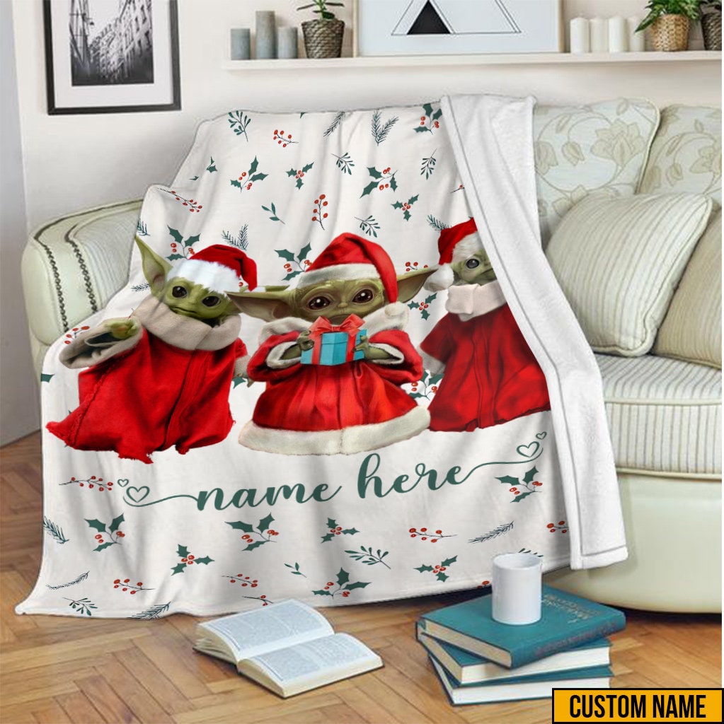 Personalized Name Baby Yoda Christmas Blanket sold by DanieHall SKU 85830889 25 OFF Printerval