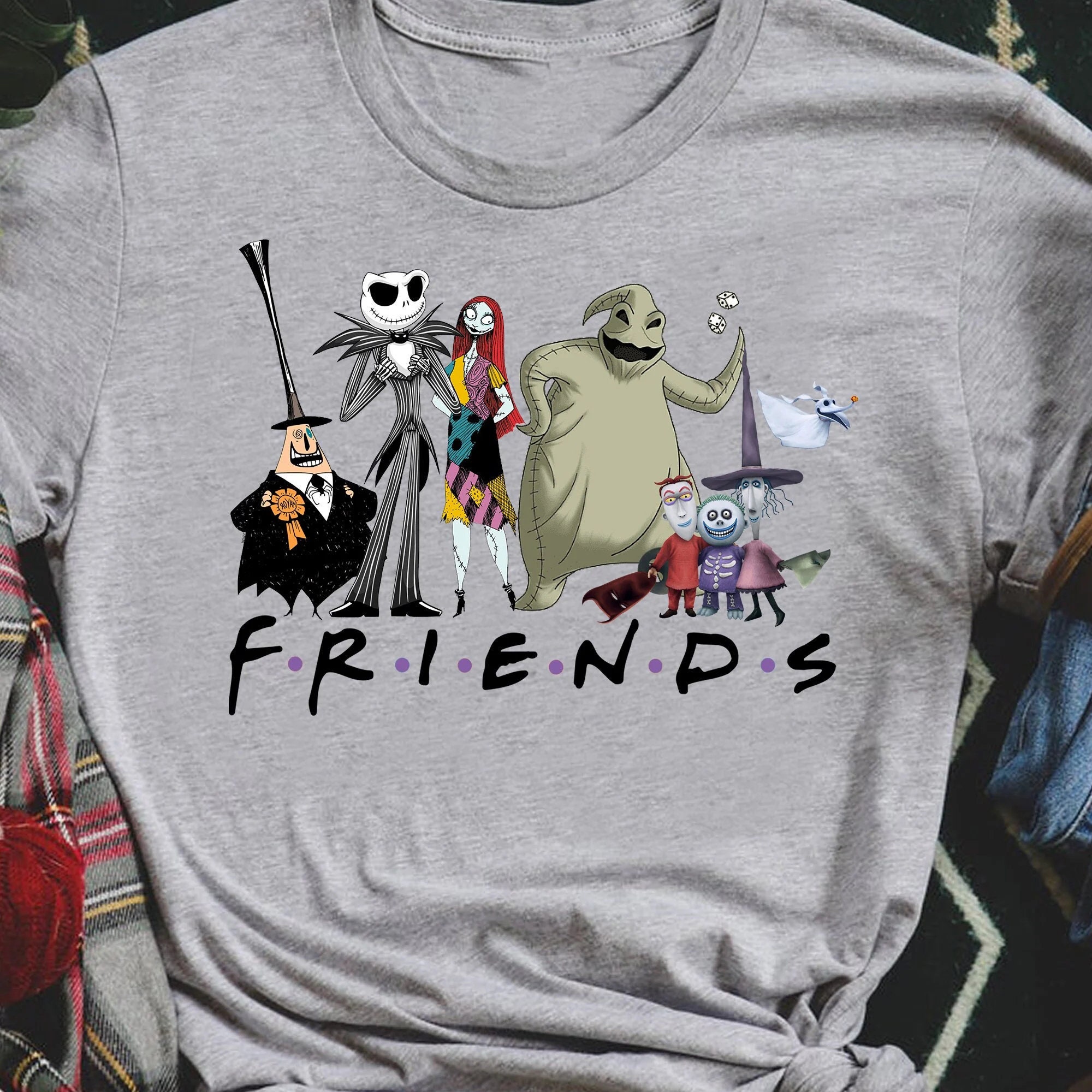 Discover Nightmare Before Christmas Characters, Friends Nightmare Shirt, Halloween Gift, Jack And Sally With Friends, Halloween Party Shirt