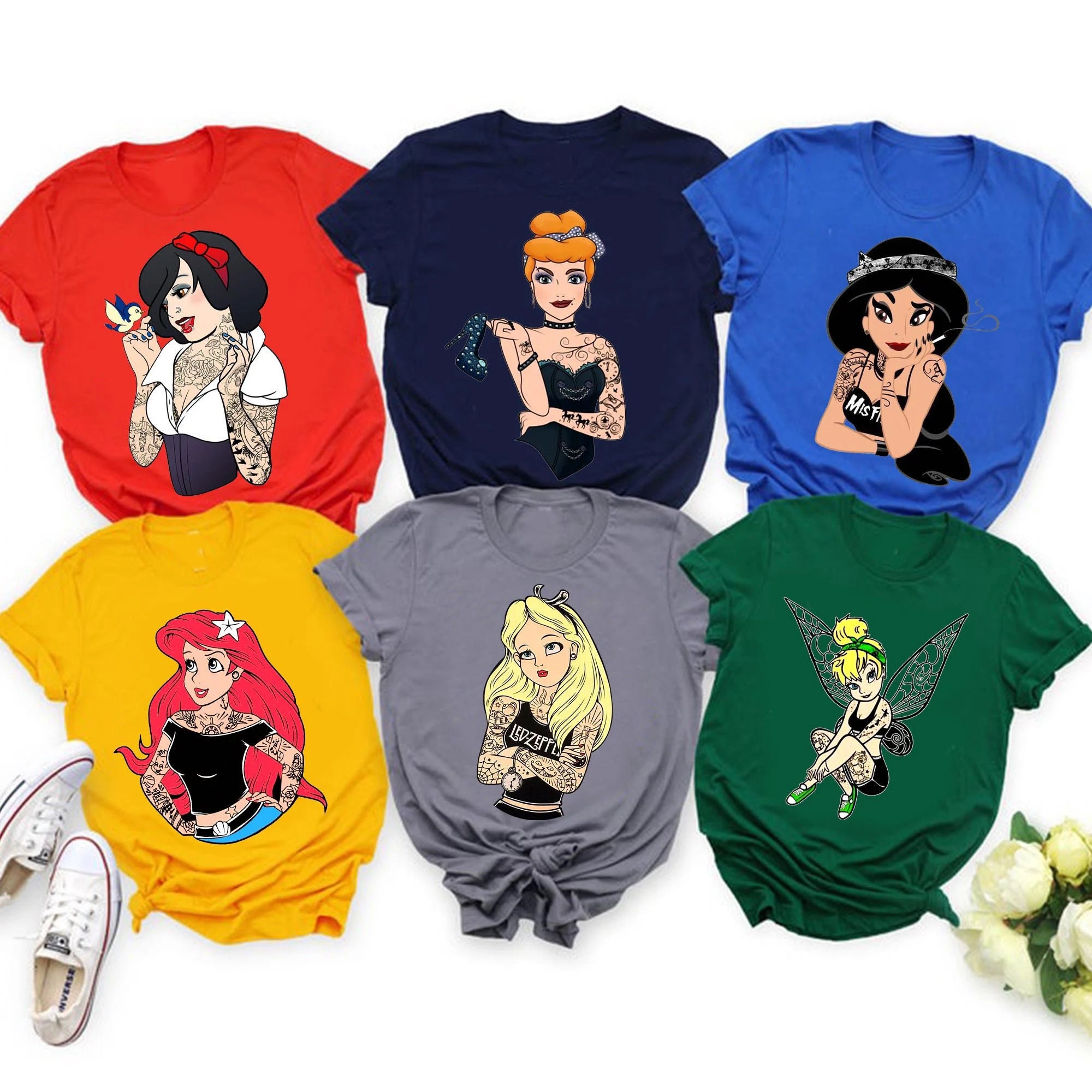 Blackjack Mom LLC  Tops  Custom Disney Princess Tattoo Shirttank   Poshmark