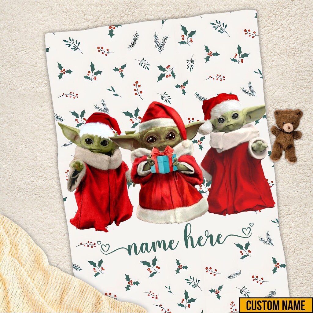 Personalized Name Baby Yoda Christmas Blanket sold by DanieHall SKU 85830889 25 OFF Printerval