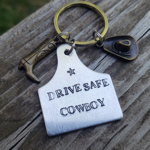 Custom text cow tag keychain