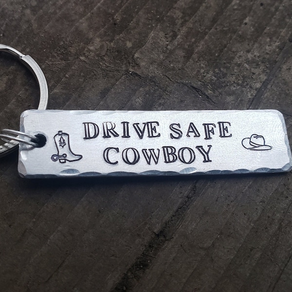 Custom Drive safe cowboy keychain