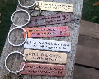 Custom keychains lyrics/saying of your choice