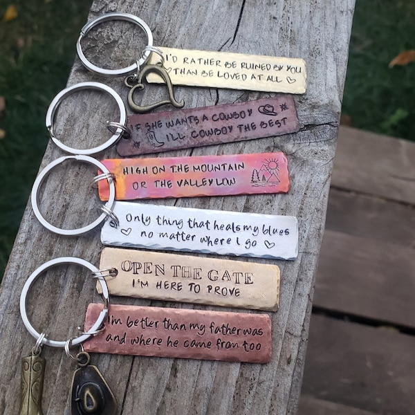 Custom keychains lyrics/saying of your choice