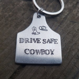 Custom text cow tag keychain